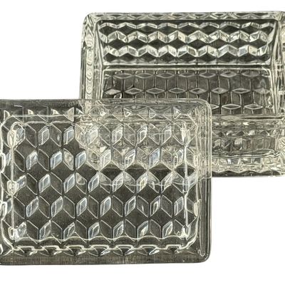 Vintage Fostoria American Clear Glass Cigarette/Trinket Box with Lid