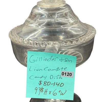 Antique "Gillinder and Sons" Lion Compete Candy Dish