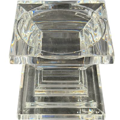Waterford Crystal Metropolitan Clear Cut-Crystal Pillar Candleholder featuring a Geometric Stepped-Square Design