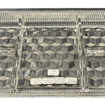 Vintage Fostoria American Clear Crystal Five Part Divider Relish/Appetizer Diamond Cut Tray featuring a Large Divided Rectangular Tray...