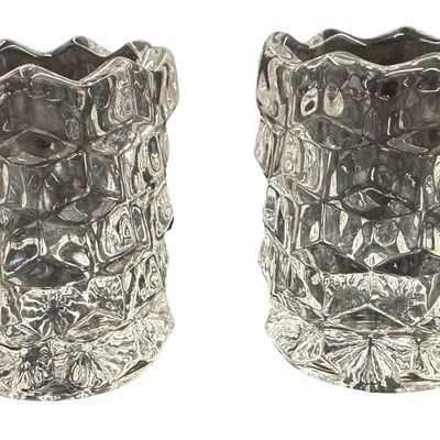 Vintage Fostoria American Clear Glass Toothpick Holder - Set of 2