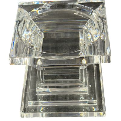 Waterford Crystal Metropolitan Clear Cut-Crystal Pillar Candleholder featuring a Geometric Stepped-Square Design