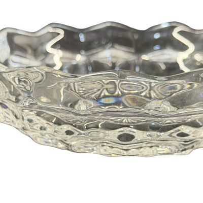 Vintage Fostoria American Clear Pressed Glass Handled Nappy Dish