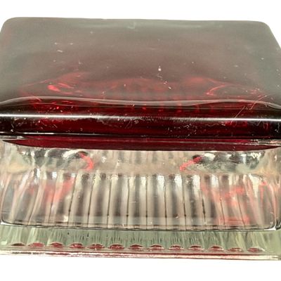 Vintage Anchor Hocking Royal Ruby Red Glass Box Divided Box