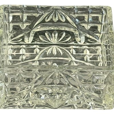 Vintage Anchor Hocking Rectangular Royal Ruby and Clear Cut-Glass Jewelry Box