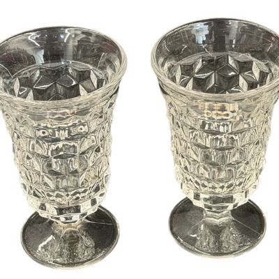 Vintage Fostoria American Clear Pressed Glass Footed Ice Tea Goblets - Set of 4