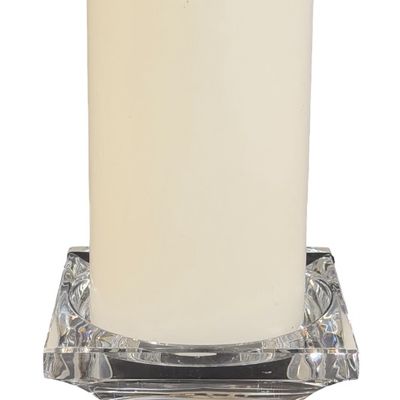 Waterford Crystal Metropolitan Clear Cut-Crystal Pillar Candleholder featuring a Geometric Stepped-Square Design