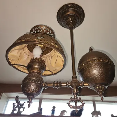 Sale Photo Thumbnail #4: Antique Student lamp which has been electrified