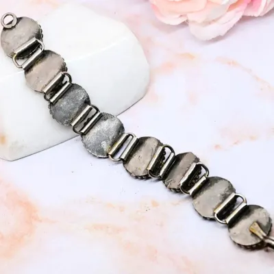 Navajo Sterling Bracelet ~ Agate panel 7.25" [3.6g]