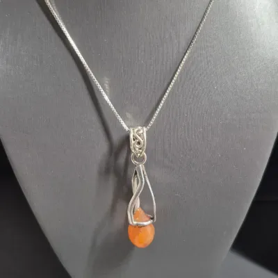 Vintage Necklace Pendant tested 925 STERLING SILVER Jewelry w/snake chain 925
