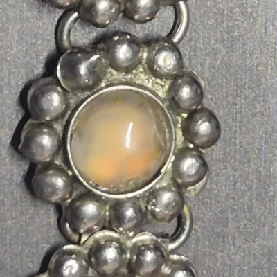 Navajo Sterling Bracelet ~ Agate panel 7.25" [3.6g]