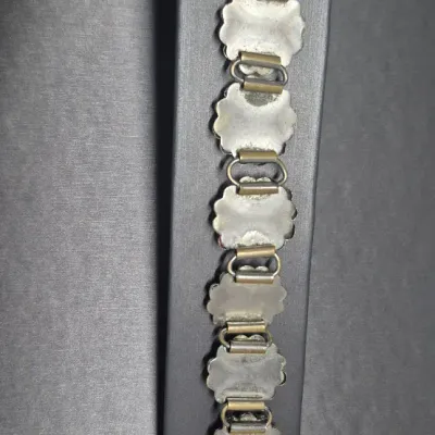 Navajo Sterling Bracelet ~ Agate panel 7.25" [3.6g]