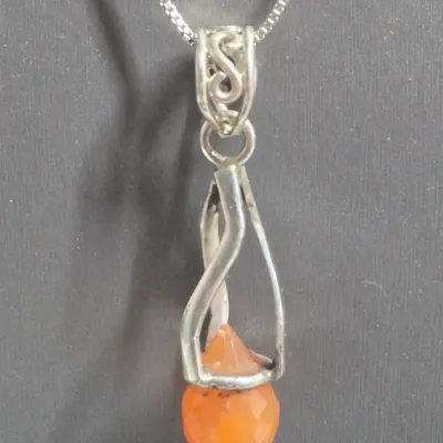 Vintage Necklace Pendant tested 925 STERLING SILVER Jewelry w/snake chain 925