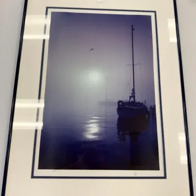 Robert Lerch Signed Limited Edition Photograph 79/100 Fog Harbor Sailboat Rockport MA Framed  Descri