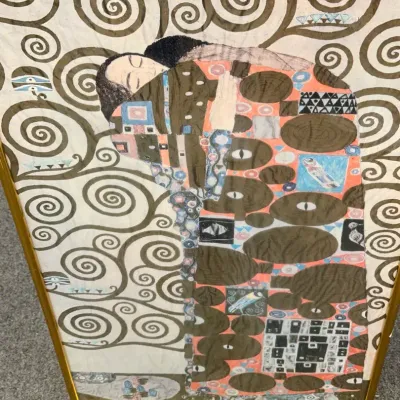 Framed Gustav Klimt “The Kiss” Decorative Textile Wall Art 