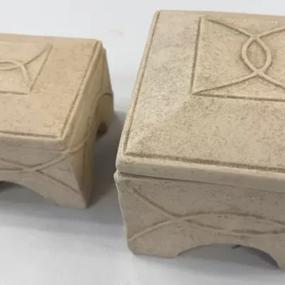 Vintage Moon Collection Montaage Faux Stone Planters Set of 2 Mexico 1991 Cachepots 