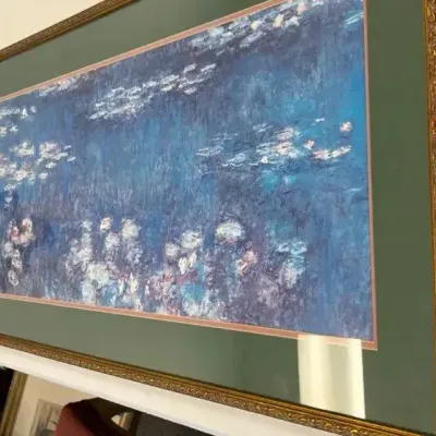 Large Framed Claude Monet “Water Lilies” Reproduction Print  Approx. 42” x 18”