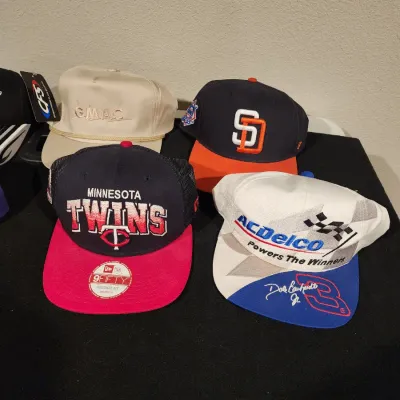 Vintage Sports & Automobilia Hat Lot | NASCAR, Vikings, Padres