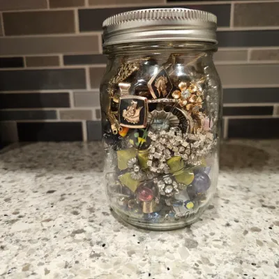 Vintage Gold, Silver, Gemstone, Jewelry Jar | Brooches, Pins, Earrings, Necklaces, Cufflinks, and more!