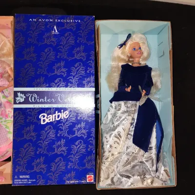 2 Avon Exclusive Barbie Dolls: 1995 Winter Velvet & 1996 Spring Petals NIB