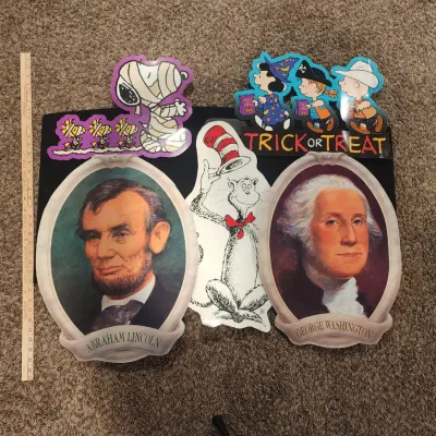 Vintage Die Cut Classroom Holiday Lot Snoopy Halloween Presidential Dr Seuss
