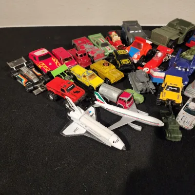 Vintage Die-Cast Toy Vehicle Lot - Matchbox Hot Wheels Military Space Shuttle