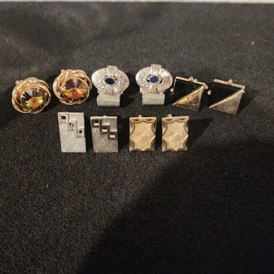 Vintage Mens Cufflinks Lot 5 Pairs MCM Deco Retro Swank Style Gold Silver Rare Great Condition