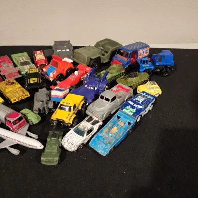 Vintage Die-Cast Toy Vehicle Lot - Matchbox Hot Wheels Military Space Shuttle