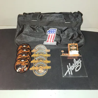 Harley-Davidson #1 Red White Blue Logo Black Duffel Gym Bag , Coasters & more