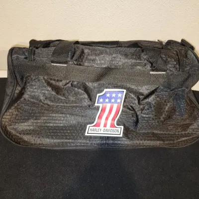 Harley-Davidson #1 Red White Blue Logo Black Duffel Gym Bag , Coasters & more