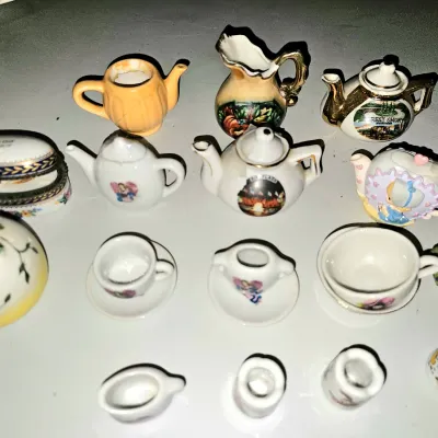 Vintage Miniture Tea, Dollhouse, and Trinkets Lot