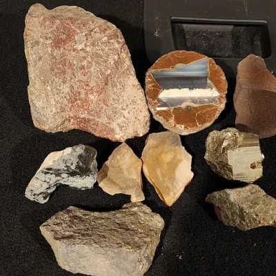Geology Specimen Rock Lot: Agate Thunderegg Pyrite Obsidian & More