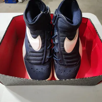 Vintage Nike Air Shake Ndestrukt Mens Midnight Navy White Blue Basketball Shoes Size 10