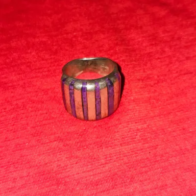 Vintage Gustermans Silvesmith Sterling Silver Inlaid Purple Stone Ring | Rare Piece