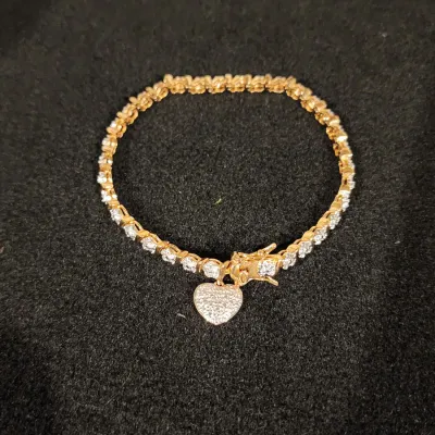 925 Sterling Silver Gold Tone Tennis Bracelet Great Condition