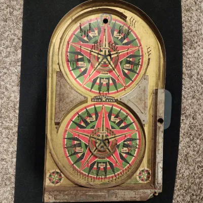 Vintage 1934 Lindstrom Gold Star Tabletop Pinball Marble Bagatelle Game Toy