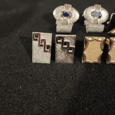 Vintage Mens Cufflinks Lot 5 Pairs MCM Deco Retro Swank Style Gold Silver Rare Great Condition