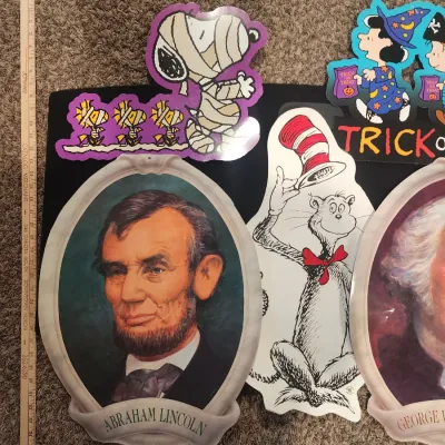 Vintage Die Cut Classroom Holiday Lot Snoopy Halloween Presidential Dr Seuss