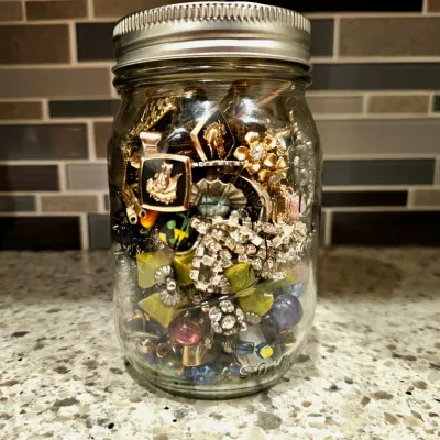 Vintage Gold, Silver, Gemstone, Jewelry Jar | Brooches, Pins, Earrings, Necklaces, Cufflinks, and more!