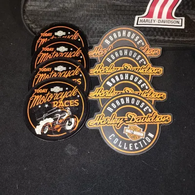 Harley-Davidson #1 Red White Blue Logo Black Duffel Gym Bag , Coasters & more