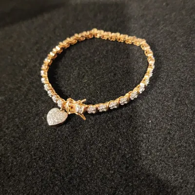 925 Sterling Silver Gold Tone Tennis Bracelet Great Condition