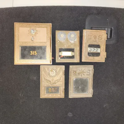 Vintage Brass Post Office Box Doors Lot Antique PO Mail Box