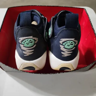 Vintage Nike Air Shake Ndestrukt Mens Midnight Navy White Blue Basketball Shoes Size 10