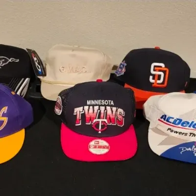 Vintage Sports & Automobilia Hat Lot | NASCAR, Vikings, Padres