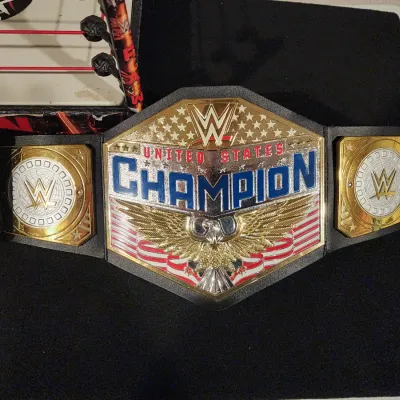 WWE Mattel Toy Lot: Championship & United States Belts with Wrestling Ring