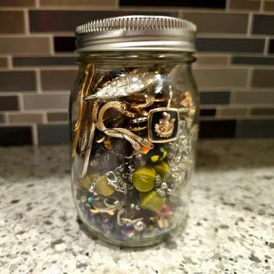 Vintage Gold, Silver, Gemstone, Jewelry Jar | Brooches, Pins, Earrings, Necklaces, Cufflinks, and more!