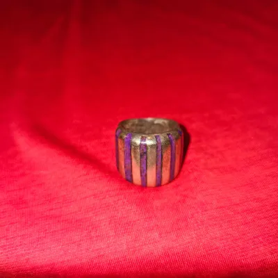 Vintage Gustermans Silvesmith Sterling Silver Inlaid Purple Stone Ring | Rare Piece