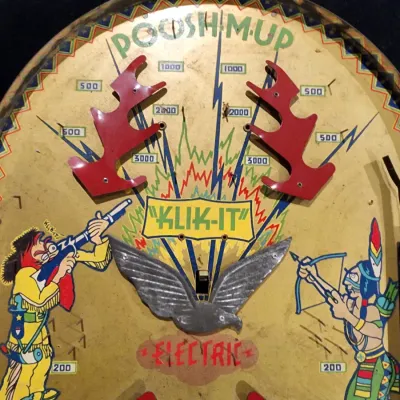 Vintage 1938 Poosh-M-Up KLIK-IT Electric Pinball Game Northwestern Products Toy