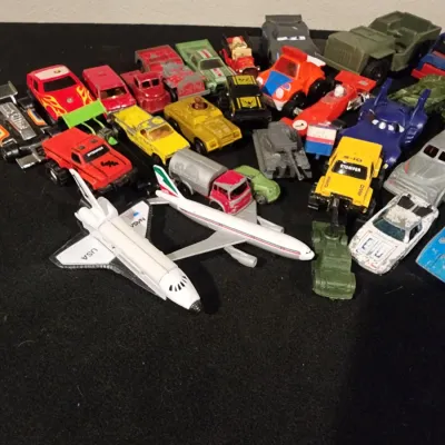 Vintage Die-Cast Toy Vehicle Lot - Matchbox Hot Wheels Military Space Shuttle