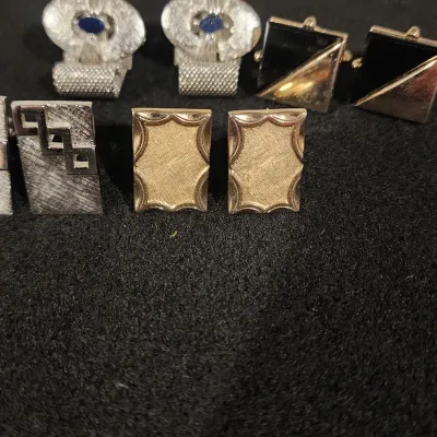 Vintage Mens Cufflinks Lot 5 Pairs MCM Deco Retro Swank Style Gold Silver Rare Great Condition